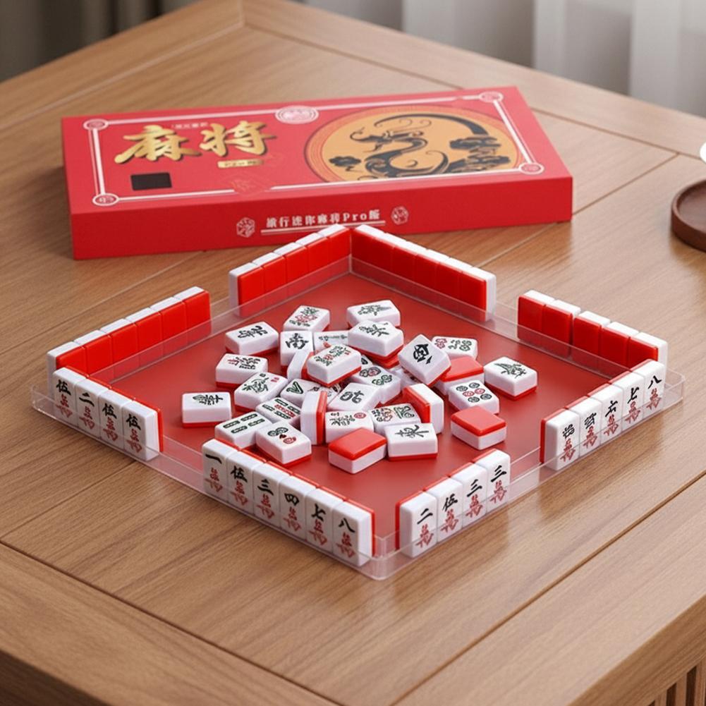 Board Game Box - Draagbare reis-mini-mahjongset Reis-mahjongset met opbergdoos Valbestendig