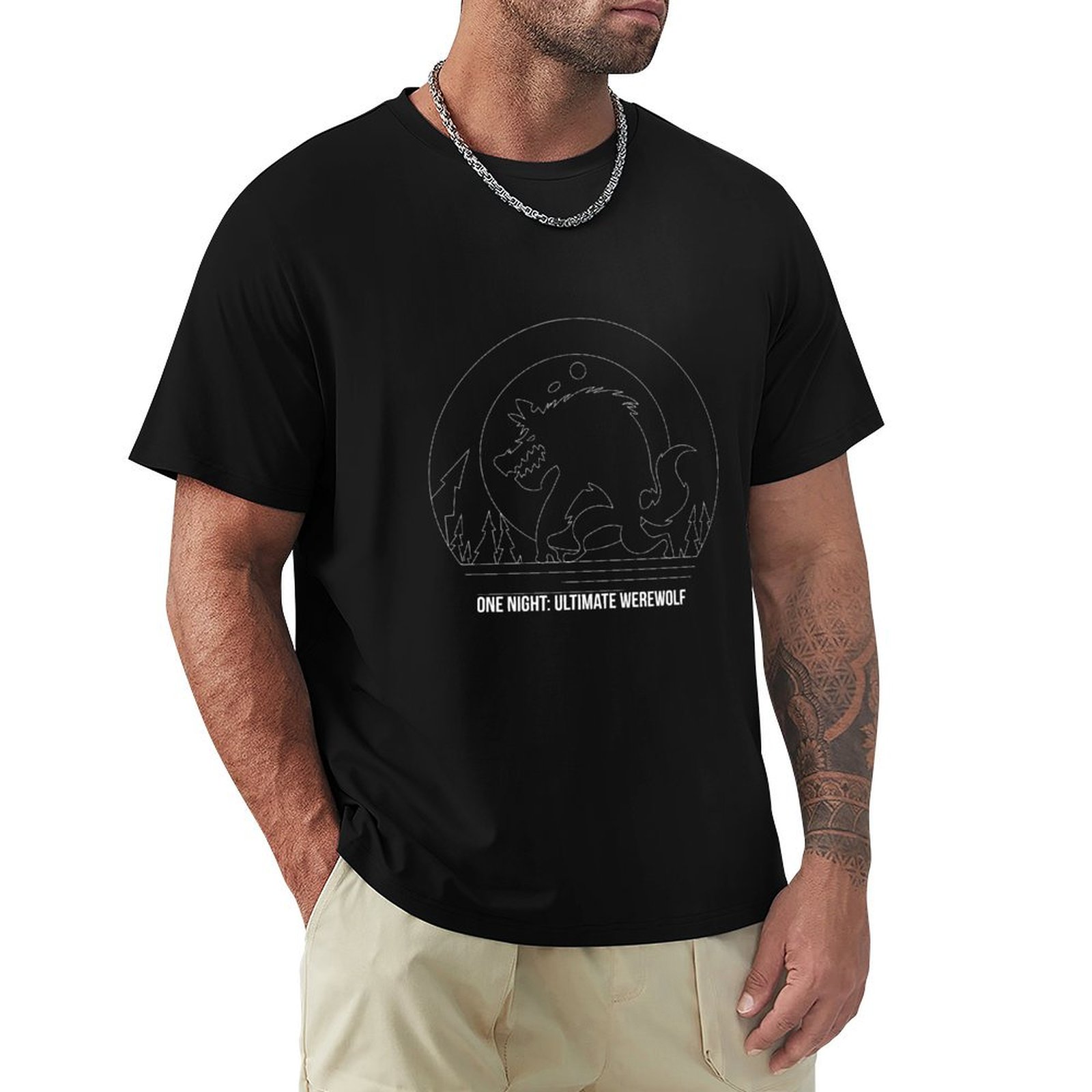 Board Game Inspiration - One Night Ultimate Werewolf Minimalistische Lijntekening